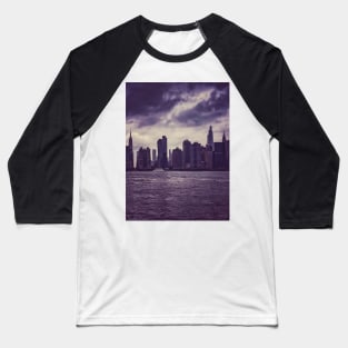 Manhattan Skyscrapers Skyline New York City Baseball T-Shirt